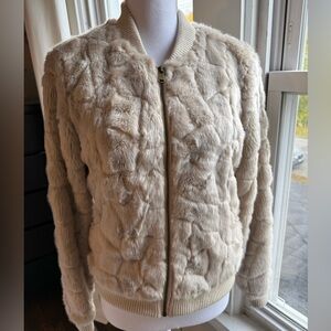 Juicy faux fur cream/grey bomber jacket